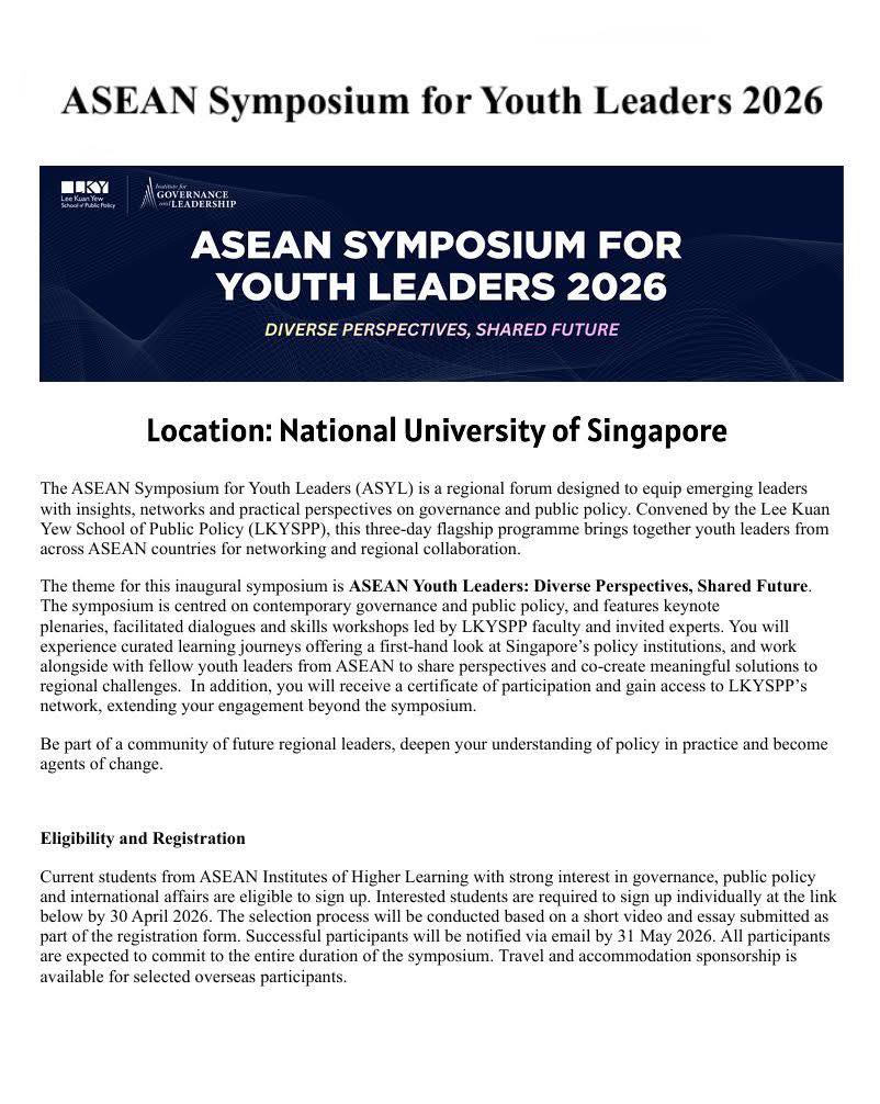 ASEAN Symposium for Youth Leaders 2026