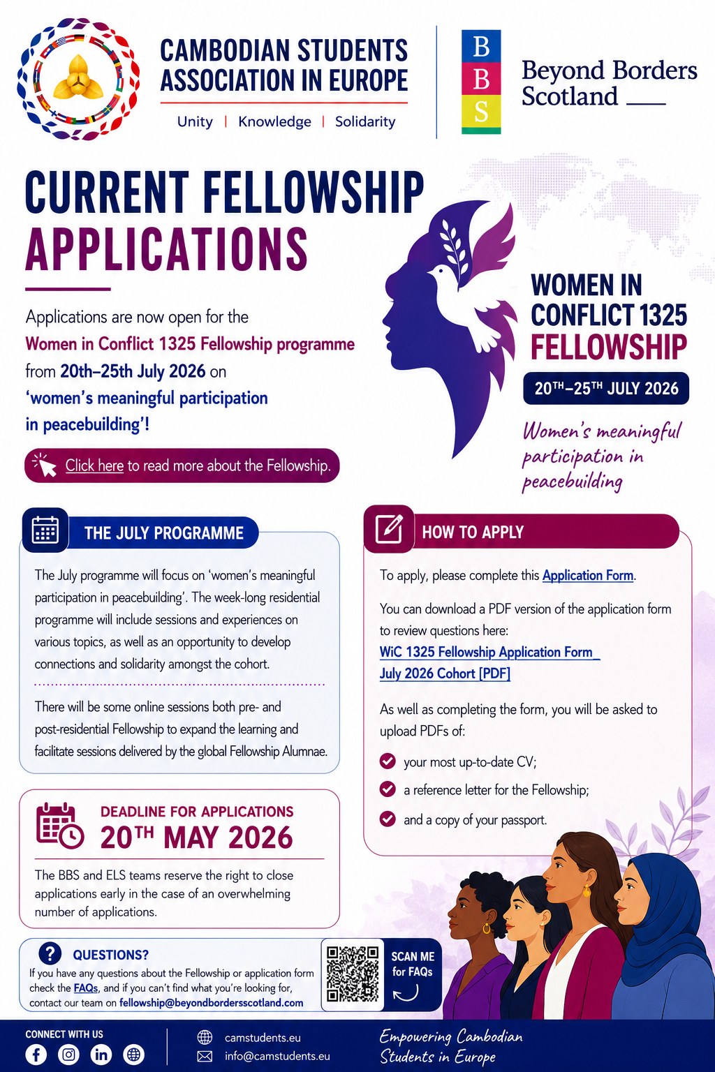 តីពីការបើកកម្មវិធី Women in Conflict 1325 Fellowship Programme 2026 នៅស្កុតឡែន (Scotland)