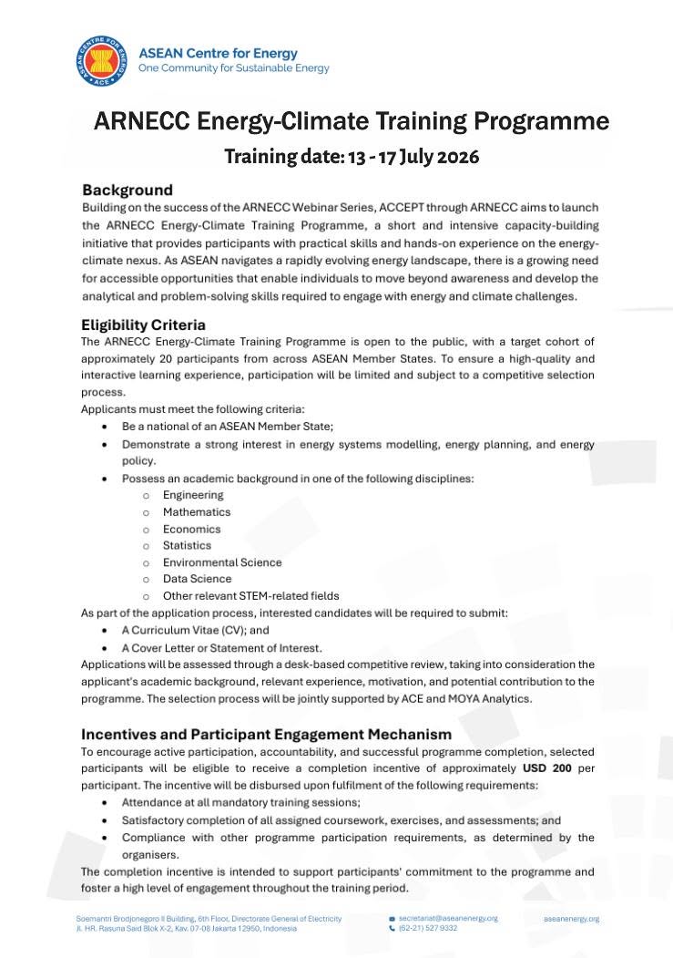 ARNECC Energy-Climate Training Programme